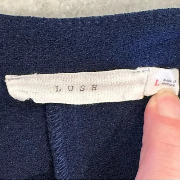 Lush Navy Blue V Neckline, Quarter Sleeve Mini Dress Size Large - Picture 10 of 10